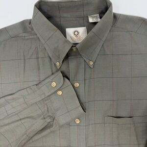 Viyella Mens Button Down Shirt Large Classic Fit Plaid Long Sleeve Casual Office